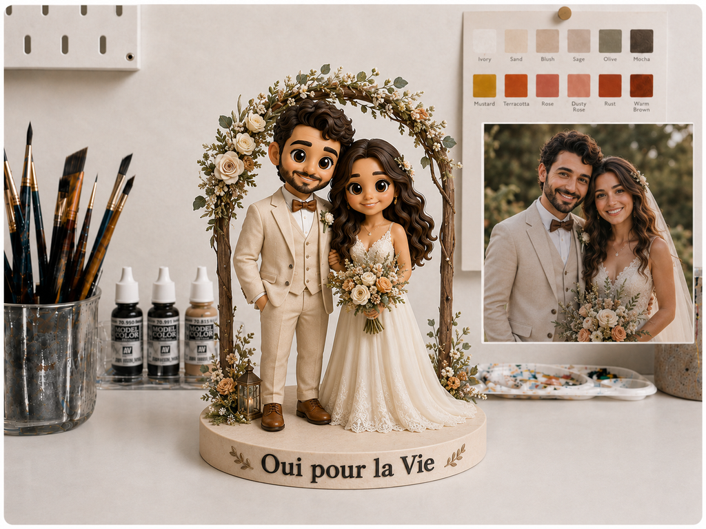 Custom Bride and Groom Personalized Figurine | Wedding Cake Topper Made from Your Photo | Unique Wedding Gift | 3D Mini Me Figurine